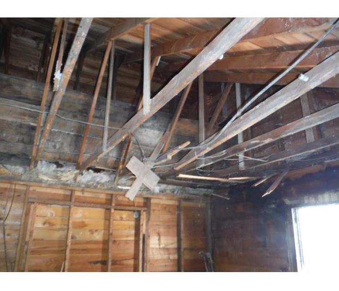 Damaged roof trusses